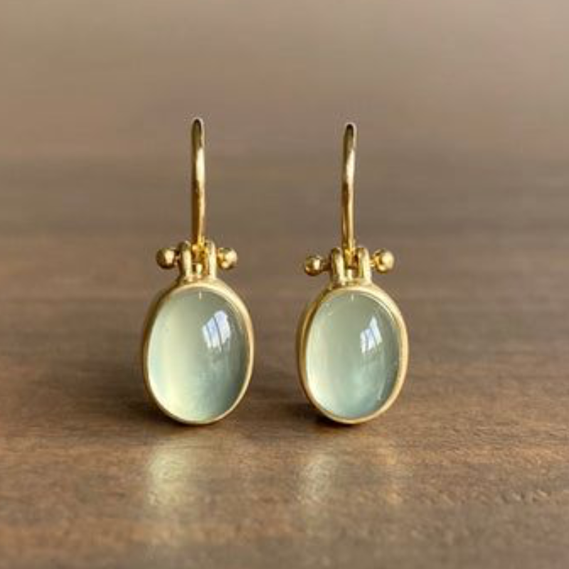 Vintage Green Moonstone Earrings
